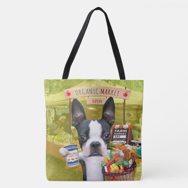 Tote Mirabelle, o bolsa de mercado do boston terrier (Frente)