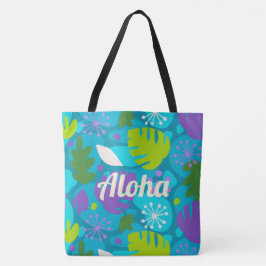 Tote Mod Monstera Leaf Hawaiian Tropical Teal Bolsa de