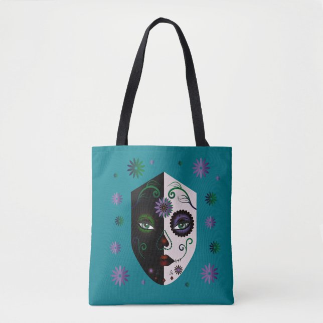 Tote Moda Teal Rapariga Crânio Bolsa Bolsa ou Saco (Frente)
