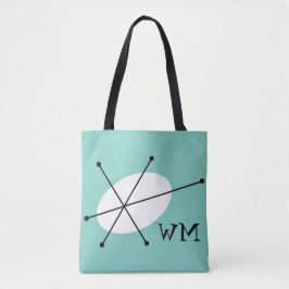Tote Monograma azul de Dazzle por toda a bolsa