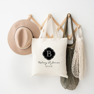Tote Monograma personalizado preto-e-branco Bolsa