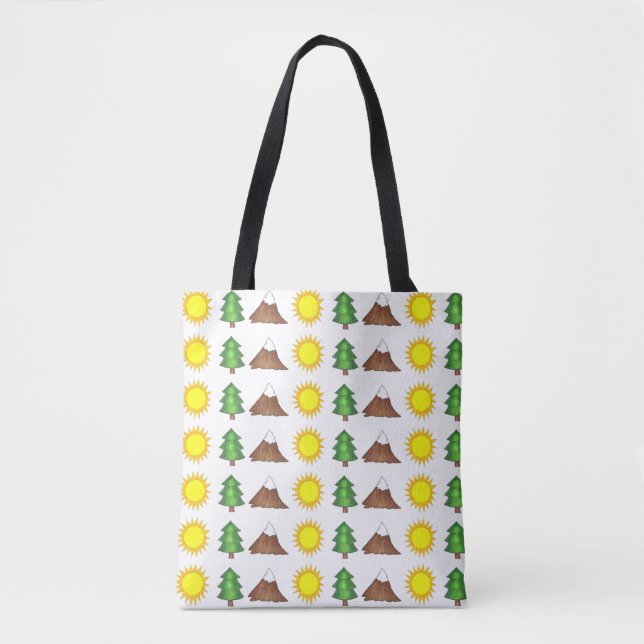 Tote Montanha Subindo Montanhas Sun Árvores Bolsa (Frente)