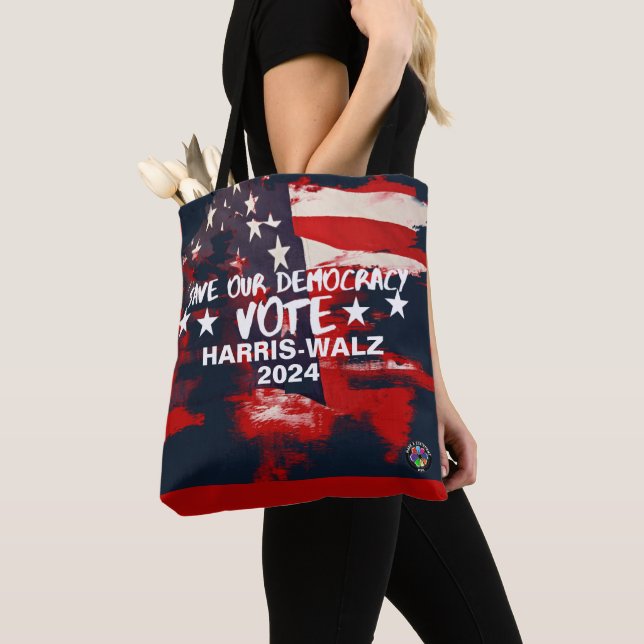 Tote Motif Bandeira Motif Vote Harris-Walz 2024 Bolsa (Close Up)