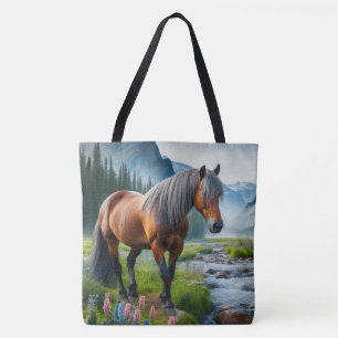 Tote Mustang Horse Stream e Mounains Bolsa