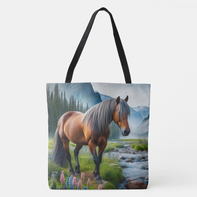 Tote Mustang Horse Stream e Mounains Bolsa (Frente)