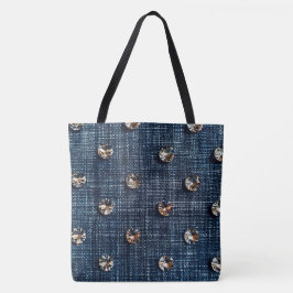 Tote Na moda Denim amd Diamond Large Bolsa