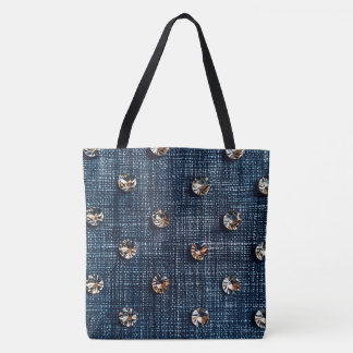 Tote Na moda Denim amd Diamond Large Bolsa