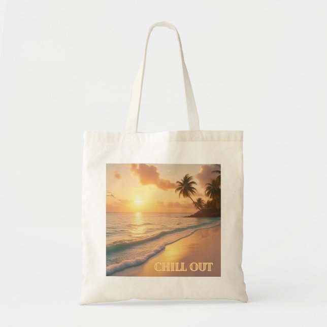 Tote nascer do sol sobre a costa - Bolsa sem plástico (Frente)