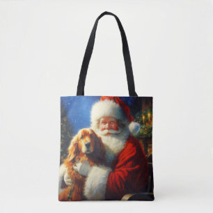 Tote Natal Papai Noel com Cães 4 Bolsa
