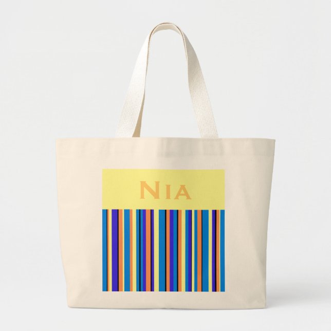Tote Nia Stripes Bolsa Personalizado Azul (Frente)
