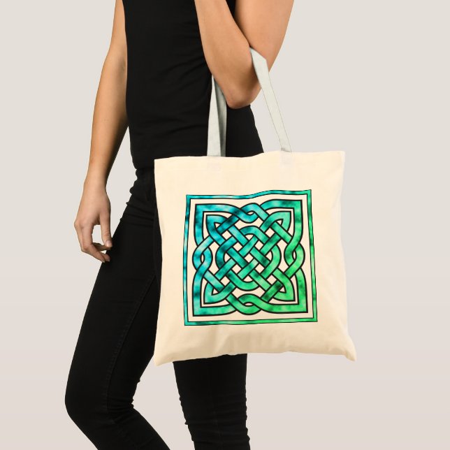 Tote Nó Celta - Bolsa de Orçamento Verde Azul Quadrado (Frente (produto))