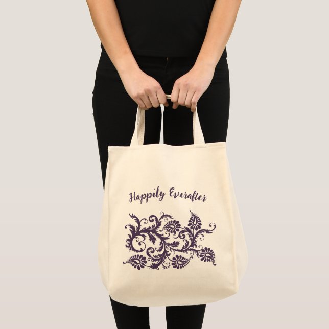 Tote Noiva Felizmente Para Sempre Bolsa Roxa (Frente (produto))