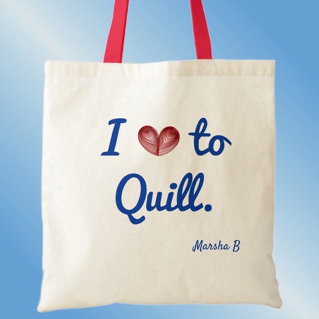 Tote Nome, I (coração) para Quill, Bolsa de Algodão Orç (Criador carregado)