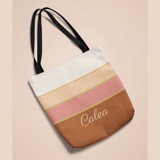 Tote Nome Personalizado Elegante Rosa Desbotado Li (Criador carregado)