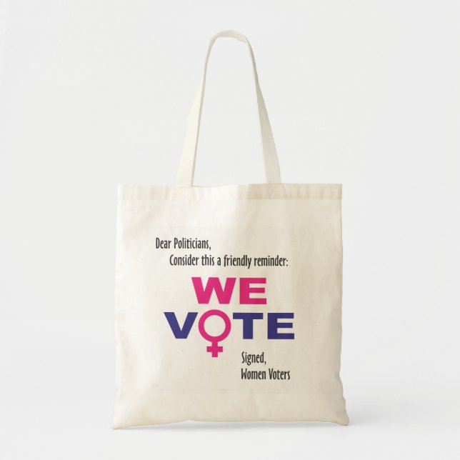 Tote Nós votamos! O bolsa dos direitos das mulheres (Frente)