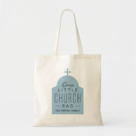 Tote Nossa pequena sacola de igreja azul, bolsa de cúpu