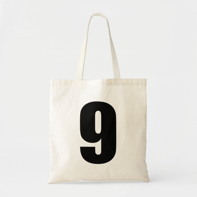 Tote número preto 9 no bolsa do orçamento (Frente)