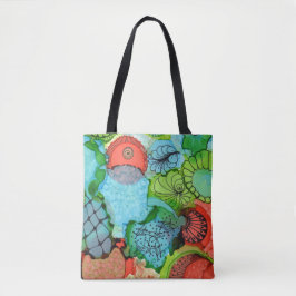 Tote O bolsa abstrato da laranja/turquesa