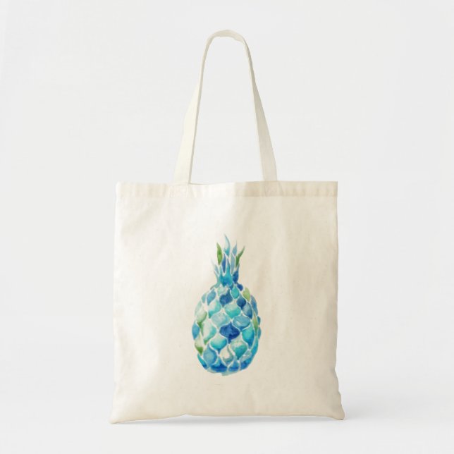 Tote O bolsa amigável de Eco com o abacaxi azul da (Frente)