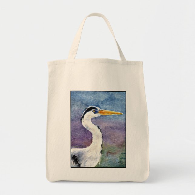 Tote O bolsa azul da compra da garça-real (Frente)