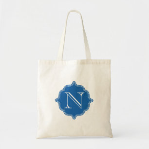 Tote O bolsa azul do orçamento do monograma do brilho
