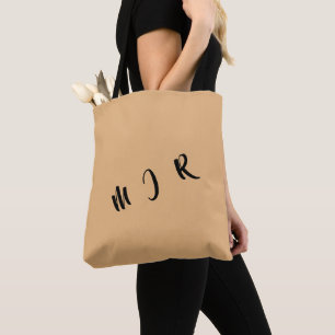 Tote O bolsa Bag=Tan/Black de Personalizable 3-Initial