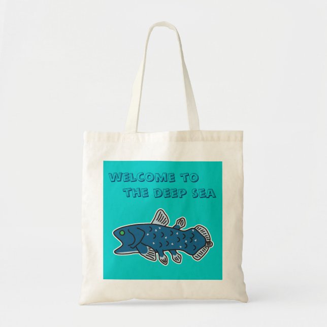 Tote O bolsa "BOA VINDA de Coelacanth ao MAR PROFUNDO " (Frente)