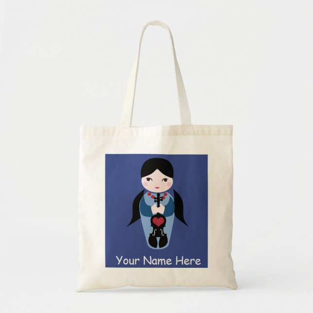 Tote O bolsa bonito da boneca do violino Saco-Adiciona (Frente)