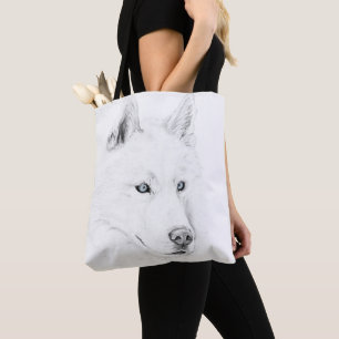 Tote O bolsa branco da arte do desenho do rouco