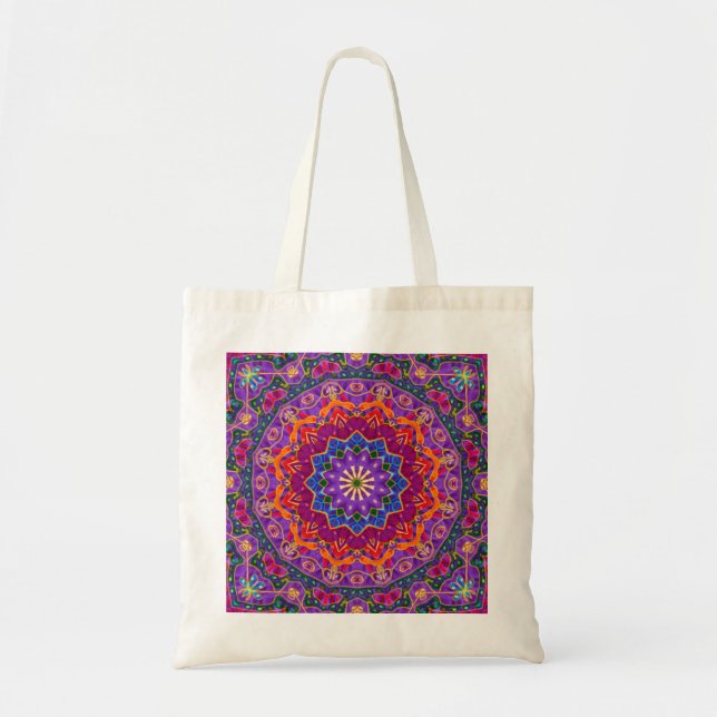 Tote O bolsa brilhante da mandala de India (Frente)