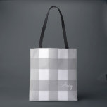 Tote O bolsa cinzento e branco personalizado da<br><div class="desc">Este saco à moda e feminino é bonito bastante levar porque uma bolsa ou pendurar de uma cremalheira do casaco para adicionar alguma decoração interessante a sua parede. Personalizado com seu nome na parte dianteira e na parte traseira.</div>