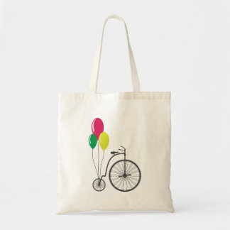 Tote o bolsa com a bicicleta retro com balões
