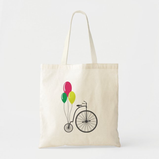Tote o bolsa com a bicicleta retro com balões (Frente)