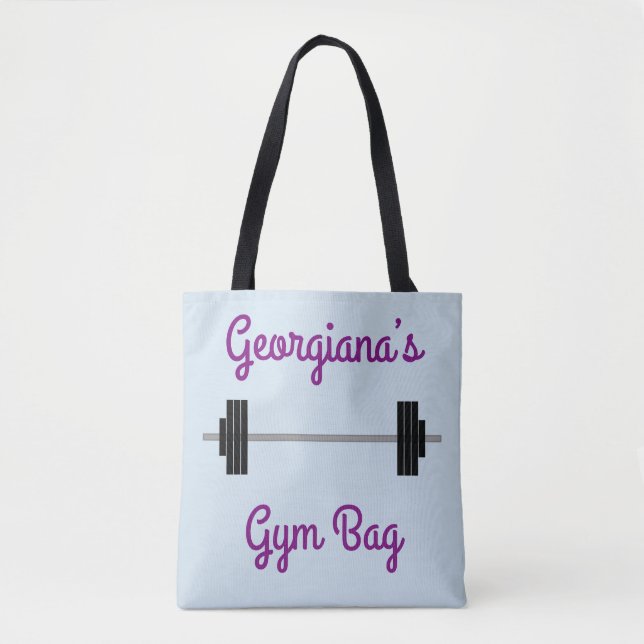 Tote O bolsa com Barbell + Nome personalizado + Do (Frente)