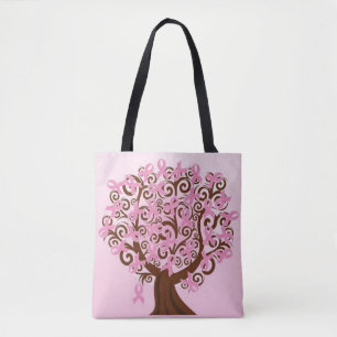 Tote O bolsa cor-de-rosa da árvore de fitas do cancro