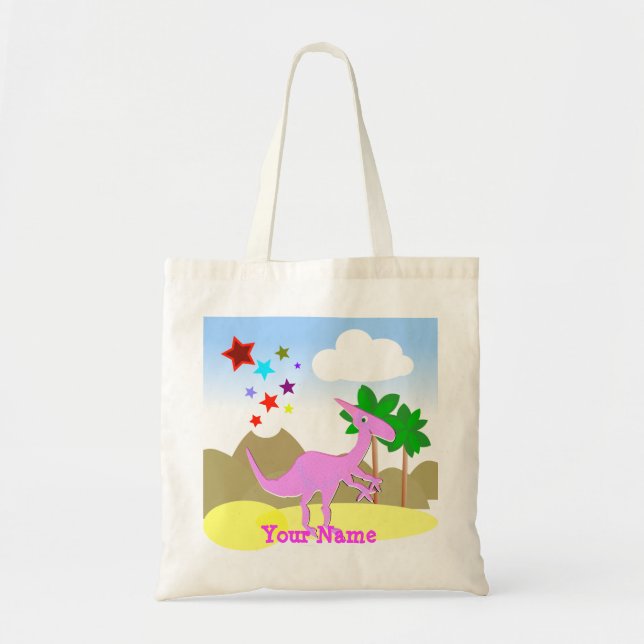 Tote O bolsa cor-de-rosa do saco do dinossauro dos (Frente)