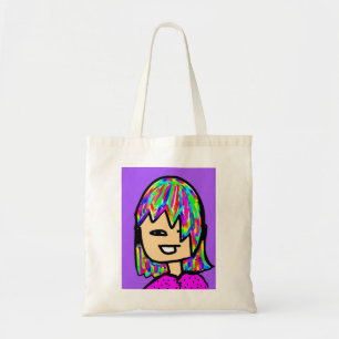Tote o bolsa da cara dos desenhos animados da menina