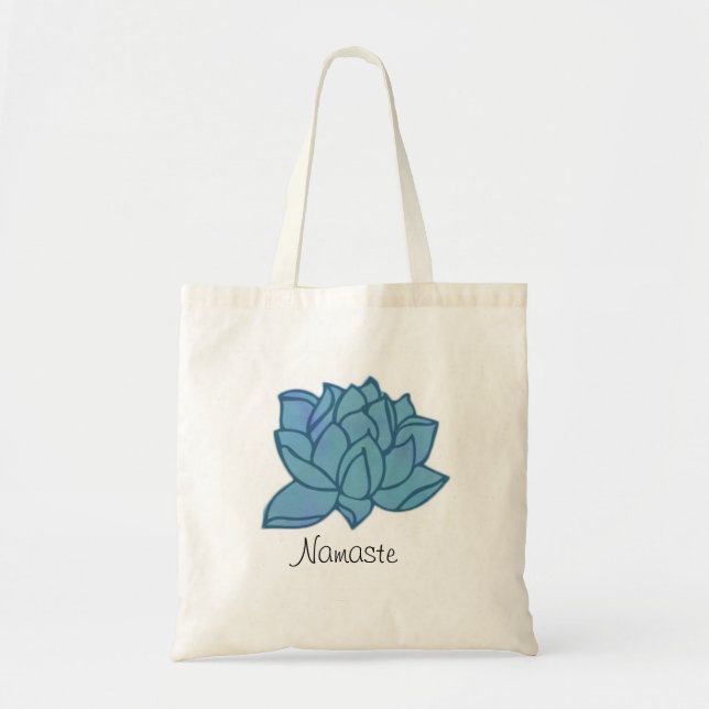Tote O bolsa da ioga de Lotus azul da aguarela de (Frente)