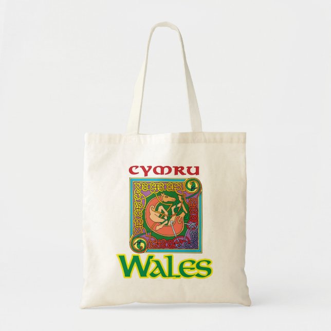 Tote O bolsa de Cymru Wales com arte celta (Frente)