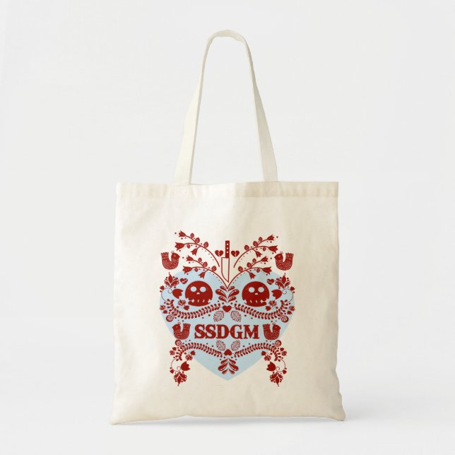 Tote O bolsa de Murderino. Vermelho/azul (Frente)