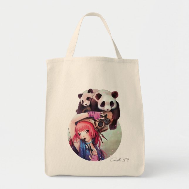 Tote O bolsa do mantimento das pandas de Ninja do (Frente)