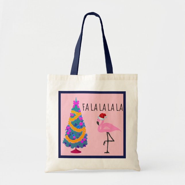 Tote O bolsa do Natal do papai noel do flamingo (Frente)