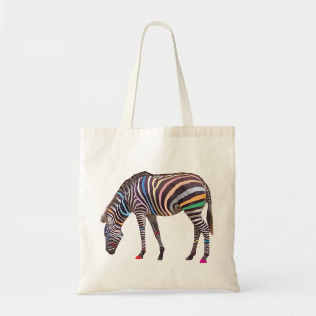 Tote O bolsa do orçamento da zebra do arco-íris (Frente)