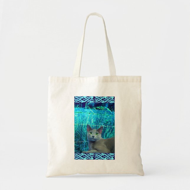 Tote O bolsa do orçamento do gato azul do russo (Frente)