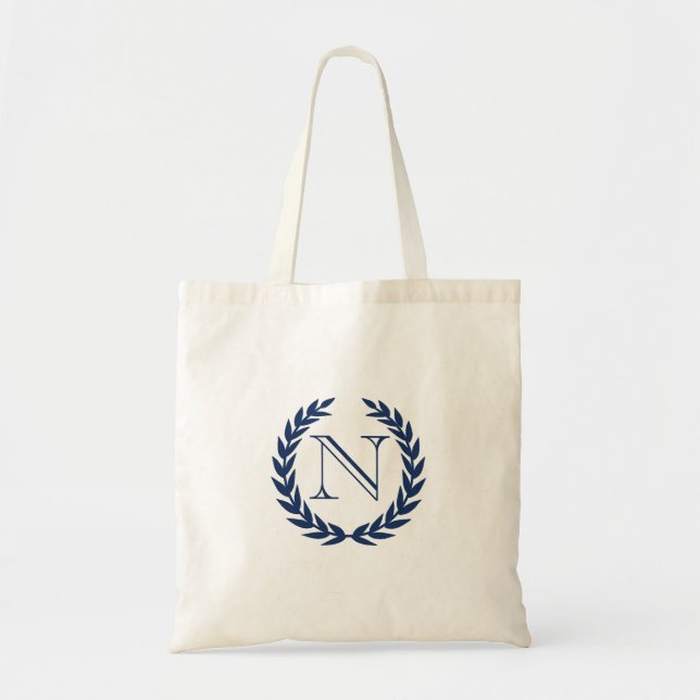 Tote O bolsa do orçamento do monograma da crista do (Frente)