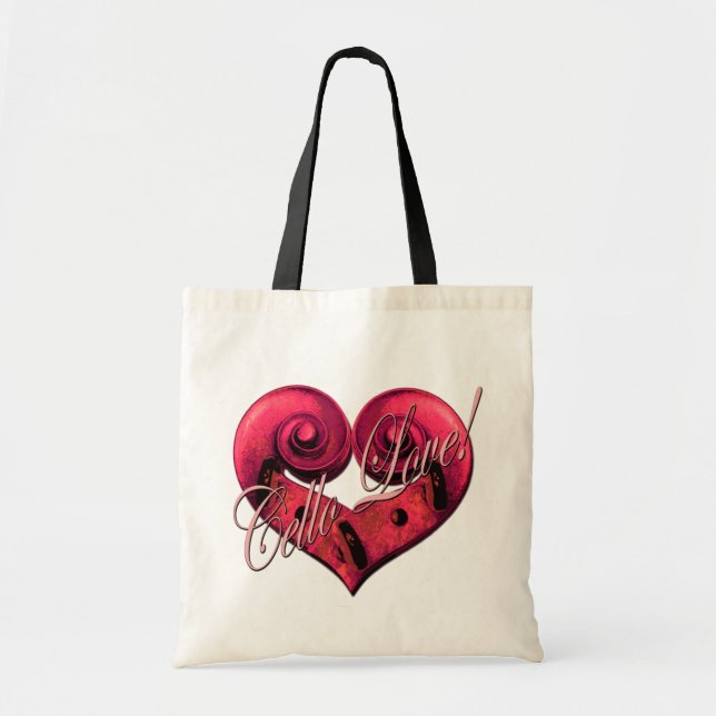 Tote o bolsa do rosa do amor do violoncelo (Frente)