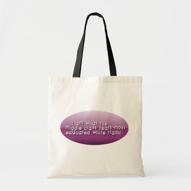 Tote O bolsa educado do lixo branco (Frente)