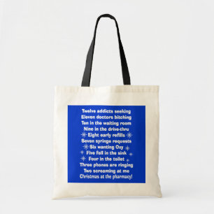 Tote O bolsa engraçado da farmácia "doze dias da