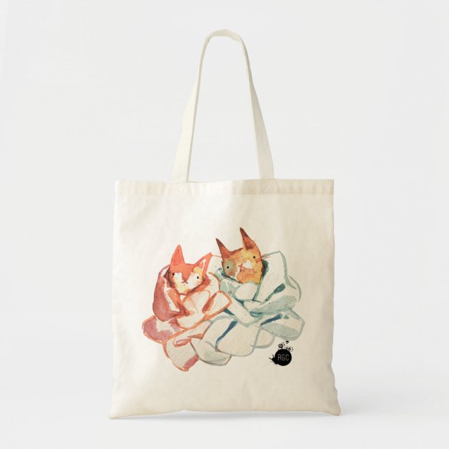 Tote O bolsa feito malha dos gatinhos (Frente)