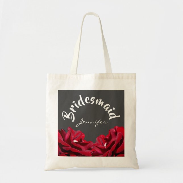 Tote O bolsa floral personalizado dama de honra de (Frente)